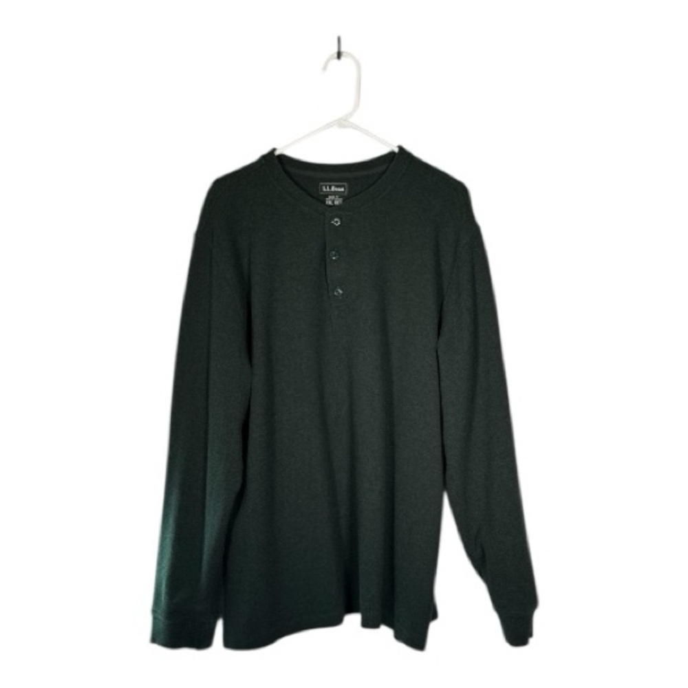 L.L. Bean Dark‎ Green Long Sleeve Henley Shirt